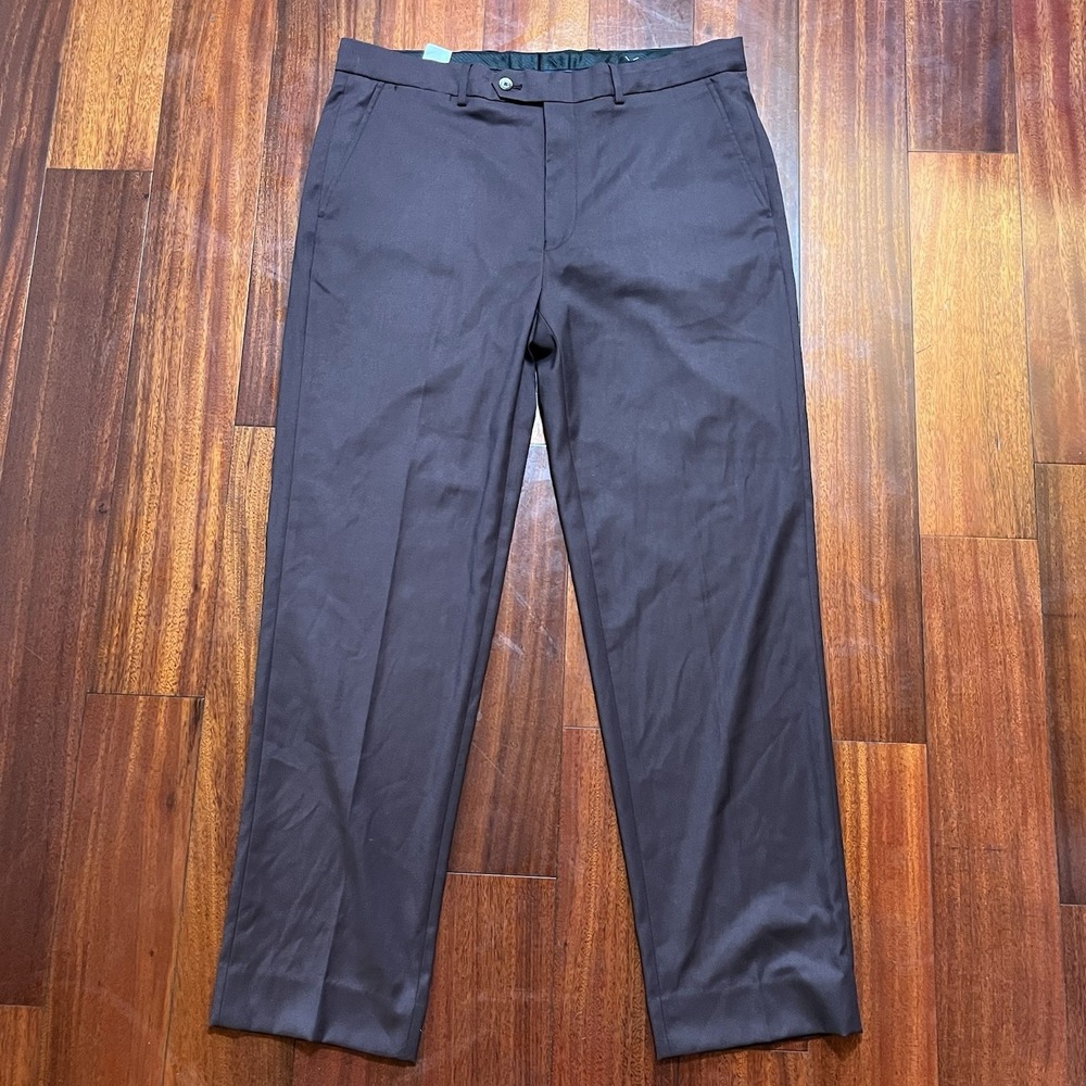 NAUTICA Pants Men 42x36 (38x31) Burgundy Straight Stretch Preppy Office Wedding